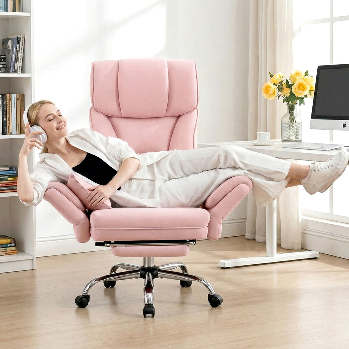 Grand Fauteuil de Bureau de Direction avec Soutien Lombaire Ergonomique 6088