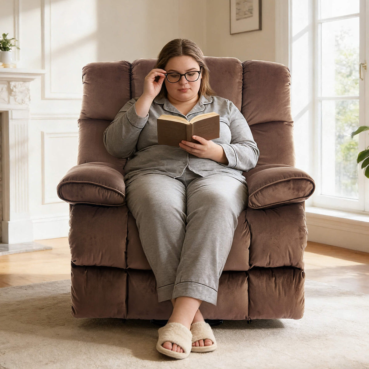 Fauteuil inclinable releveur électrique à positions infinies avec massage et chauffage pour personnes âgées