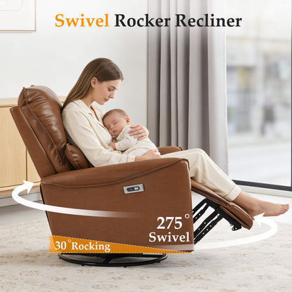 Fauteuil inclinable motorisé pivotant et à bascule en cuir moderne