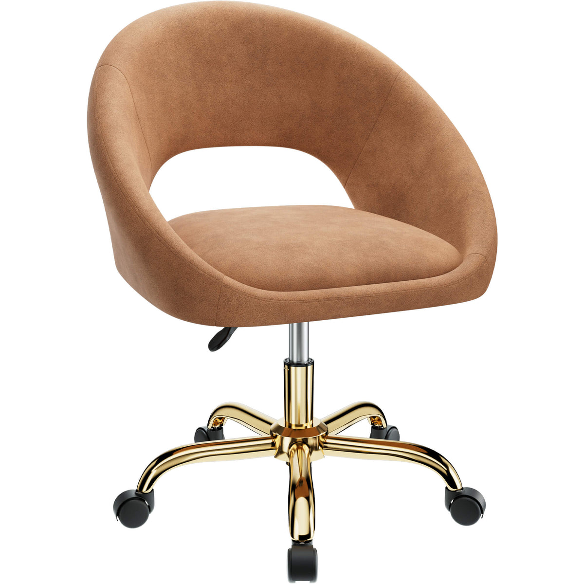 Fauteuil rembourré pivotant réglable avec piètement à roulettes