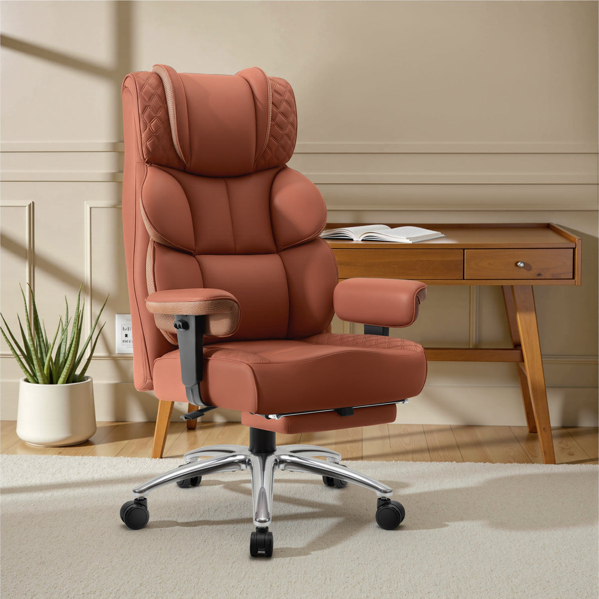 Chaise de bureau exécutive en cuir grand format avec support dorsal