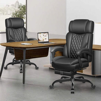 Chaise de bureau ergonomique en cuir à dossier mi-hauteur avec support lombaire 688