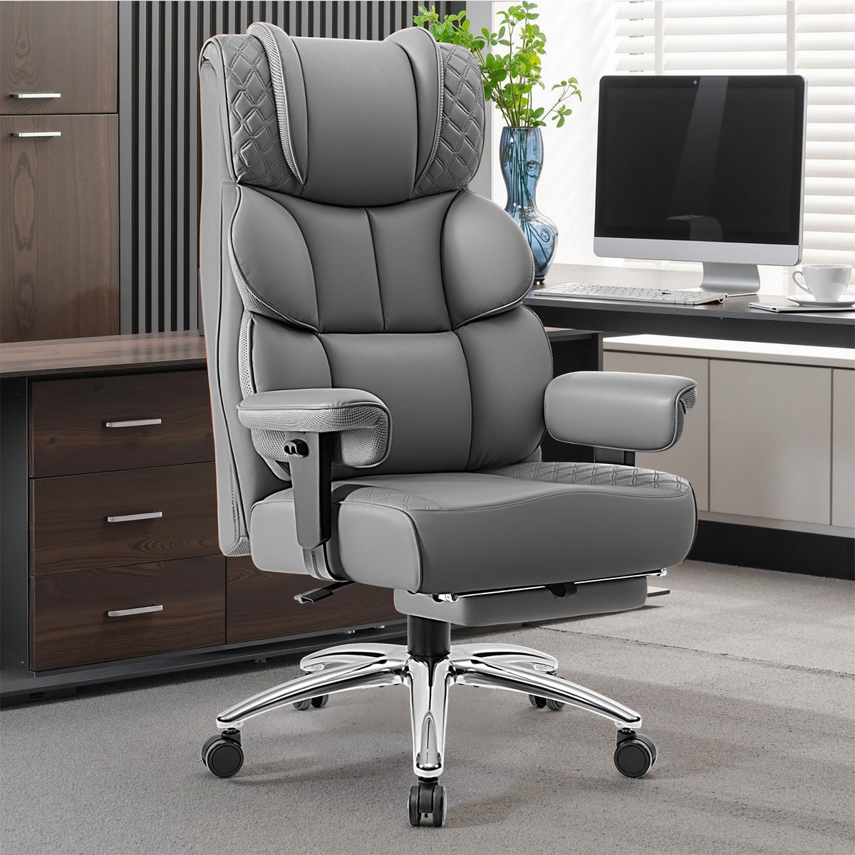 Fauteuil de bureau exécutif en cuir grande taille et large avec support dorsal 309