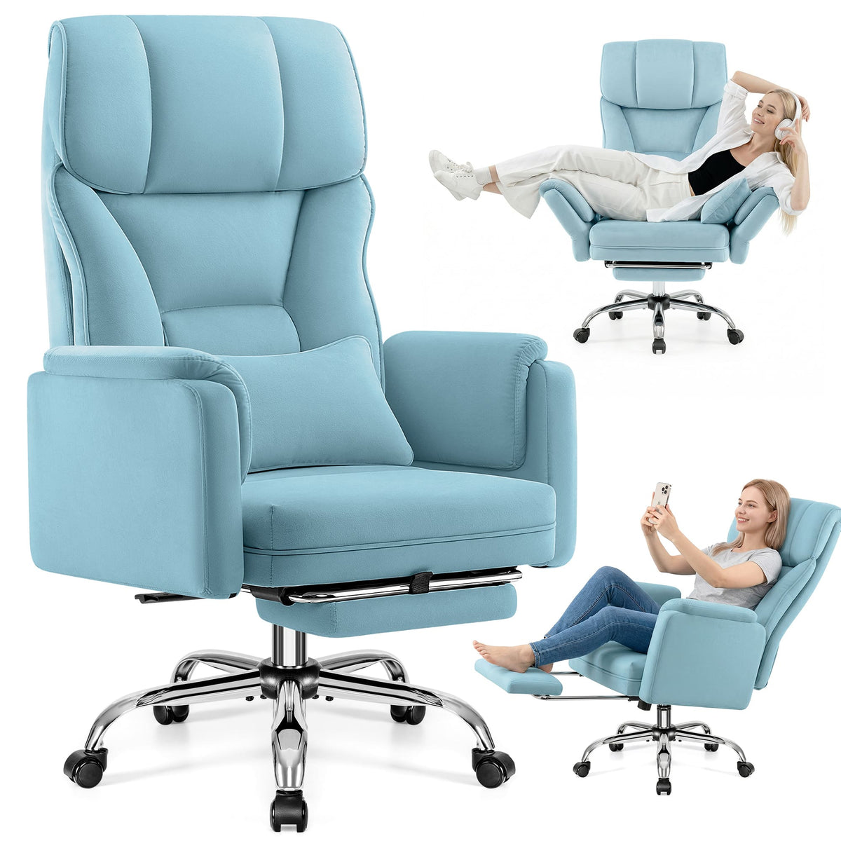 Grand Fauteuil de Bureau de Direction avec Soutien Lombaire Ergonomique 6088