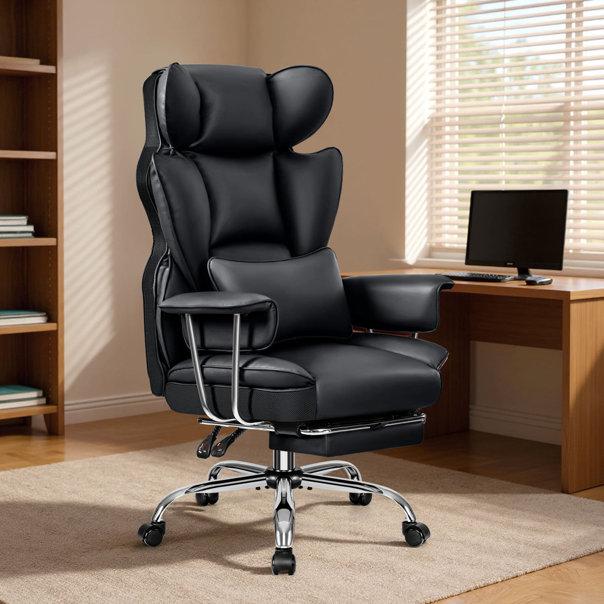 Chaise de bureau exécutive en cuir grand format avec support dorsal