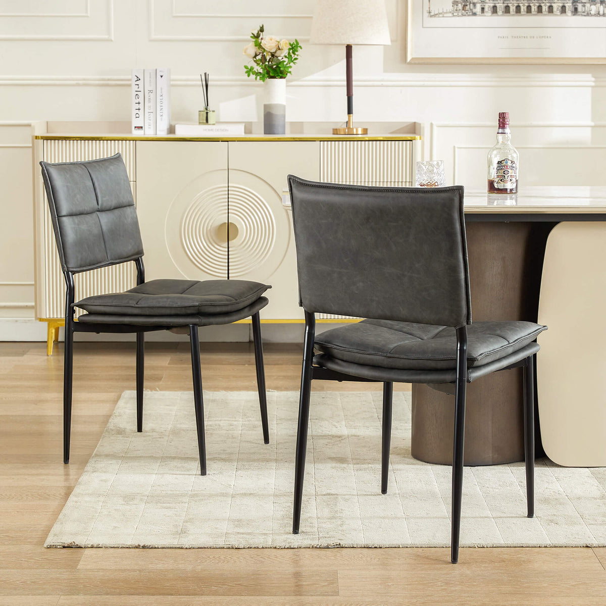 Lot de 2 chaises de salle à manger en similicuir