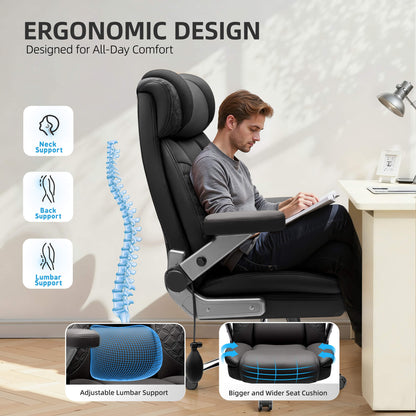 Fauteuil de bureau exécutif en cuir grande taille et large avec support dorsal 309