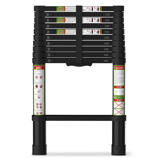 Échelle télescopique Primy 10,5 pieds, échelle extensible pliable en aluminium à rétraction à un bouton, capacité de 150 kg avec pieds antidérapants, échelle compacte multi-usage portable pour la maison, les véhicules récréatifs, le grenier