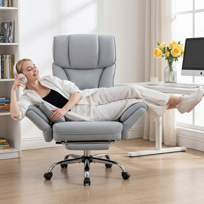 Chaise de bureau ergonomique en velours avec piètement large et accoudoirs relevables