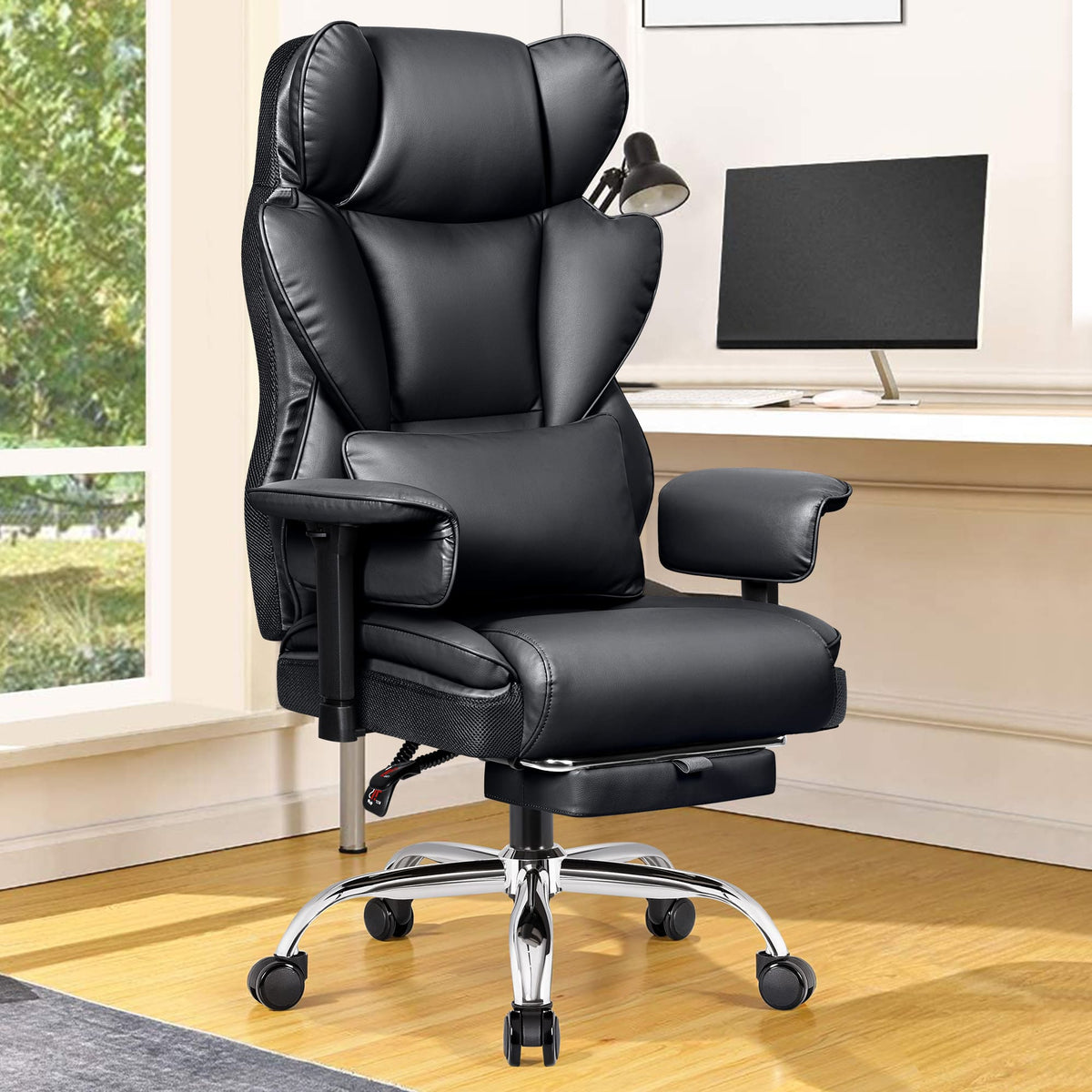 Chaise de bureau exécutive en cuir grand format avec support dorsal