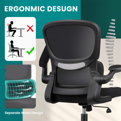 Chaise de bureau ergonomique avec support lombaire et accoudoirs réglables 2202