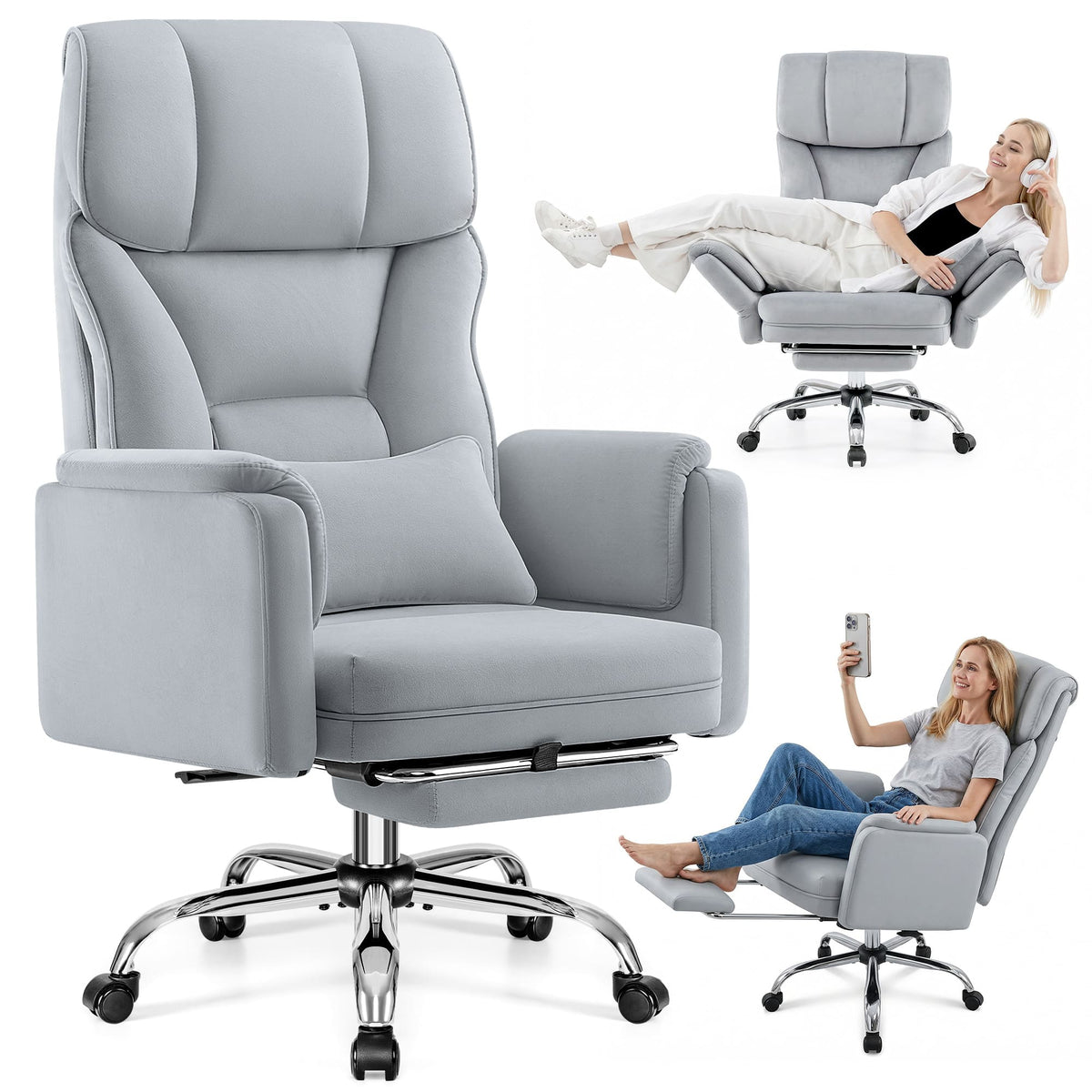 Grand Fauteuil de Bureau de Direction avec Soutien Lombaire Ergonomique 6088