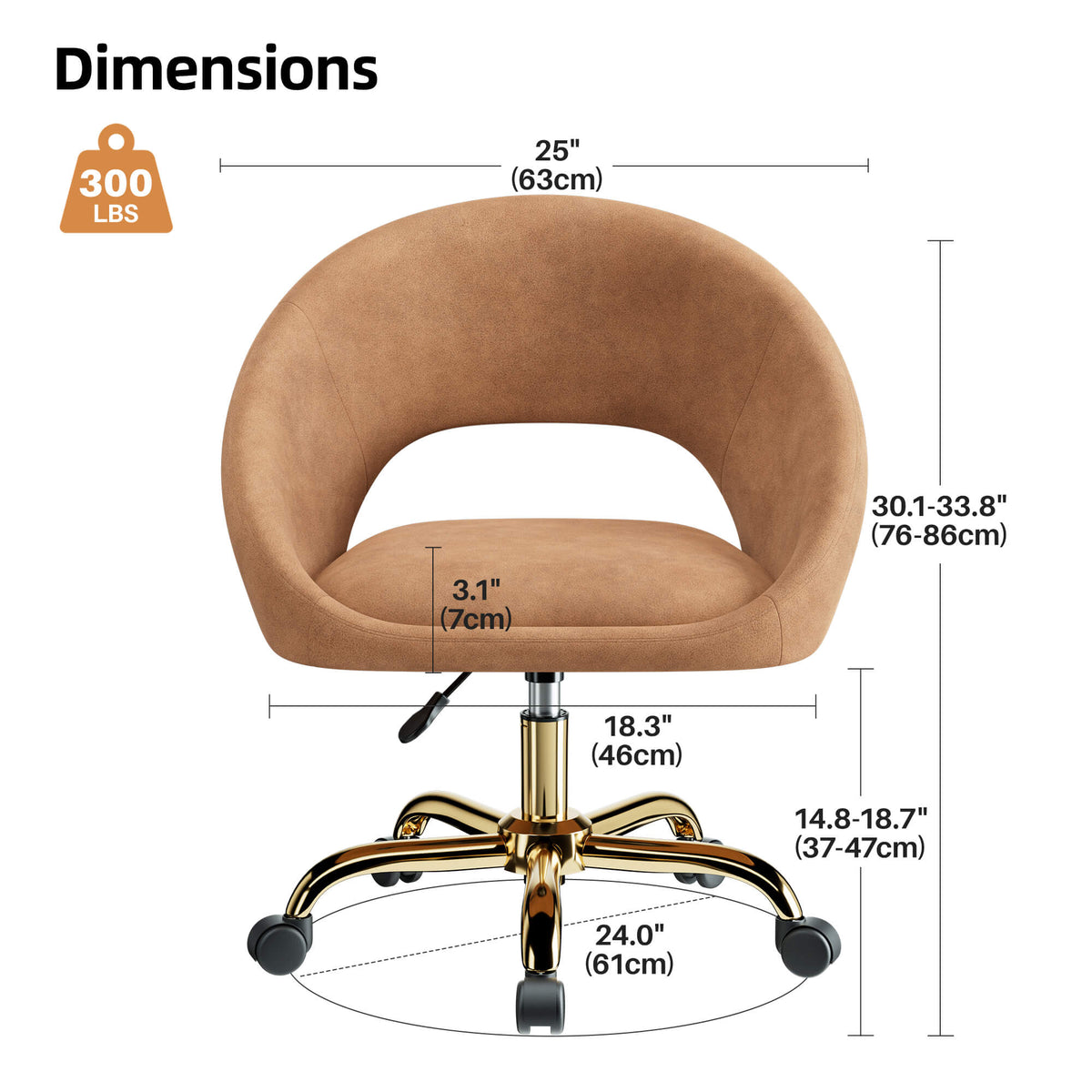 Fauteuil rembourré pivotant réglable avec piètement à roulettes