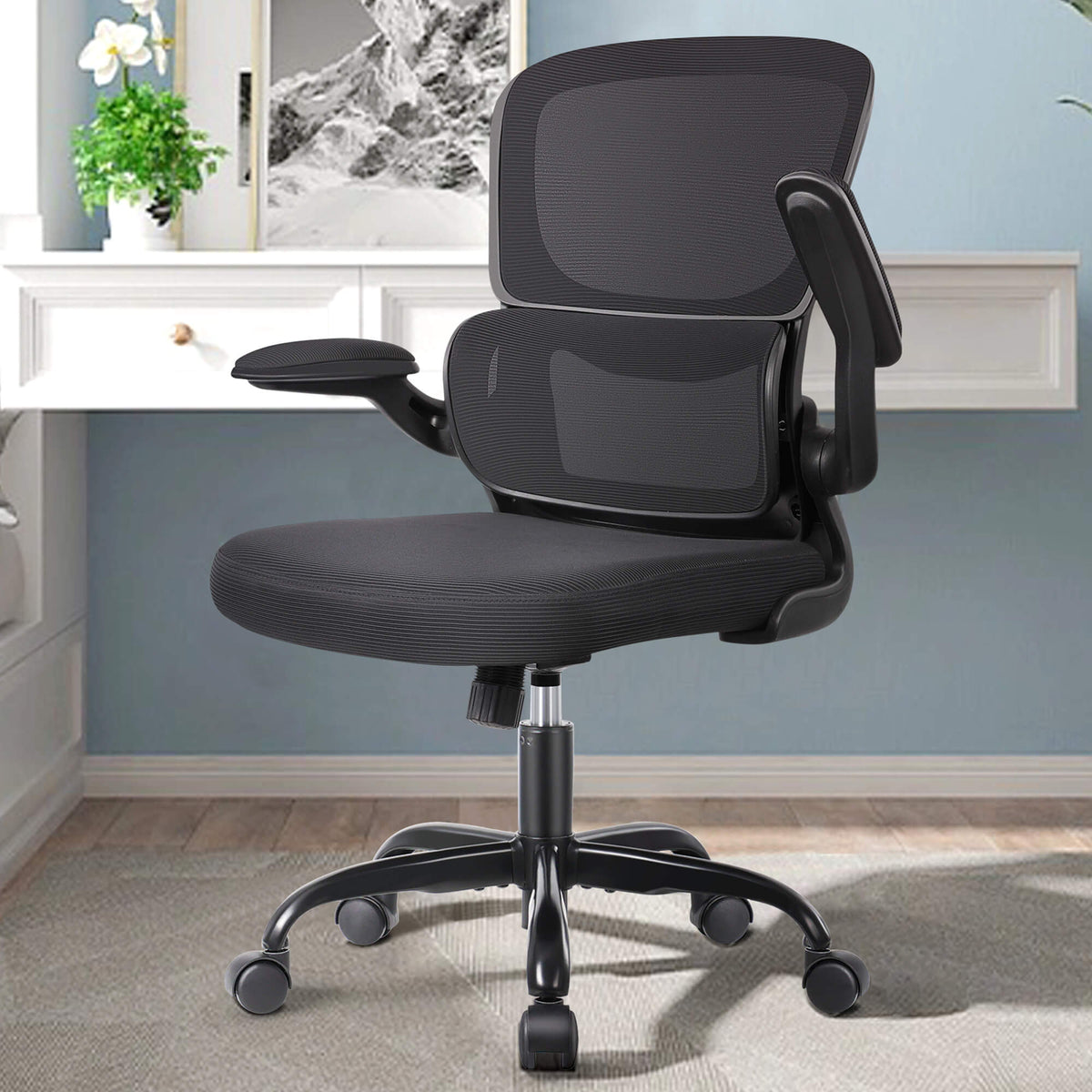 Chaise de bureau ergonomique avec support lombaire et accoudoirs réglables 2202