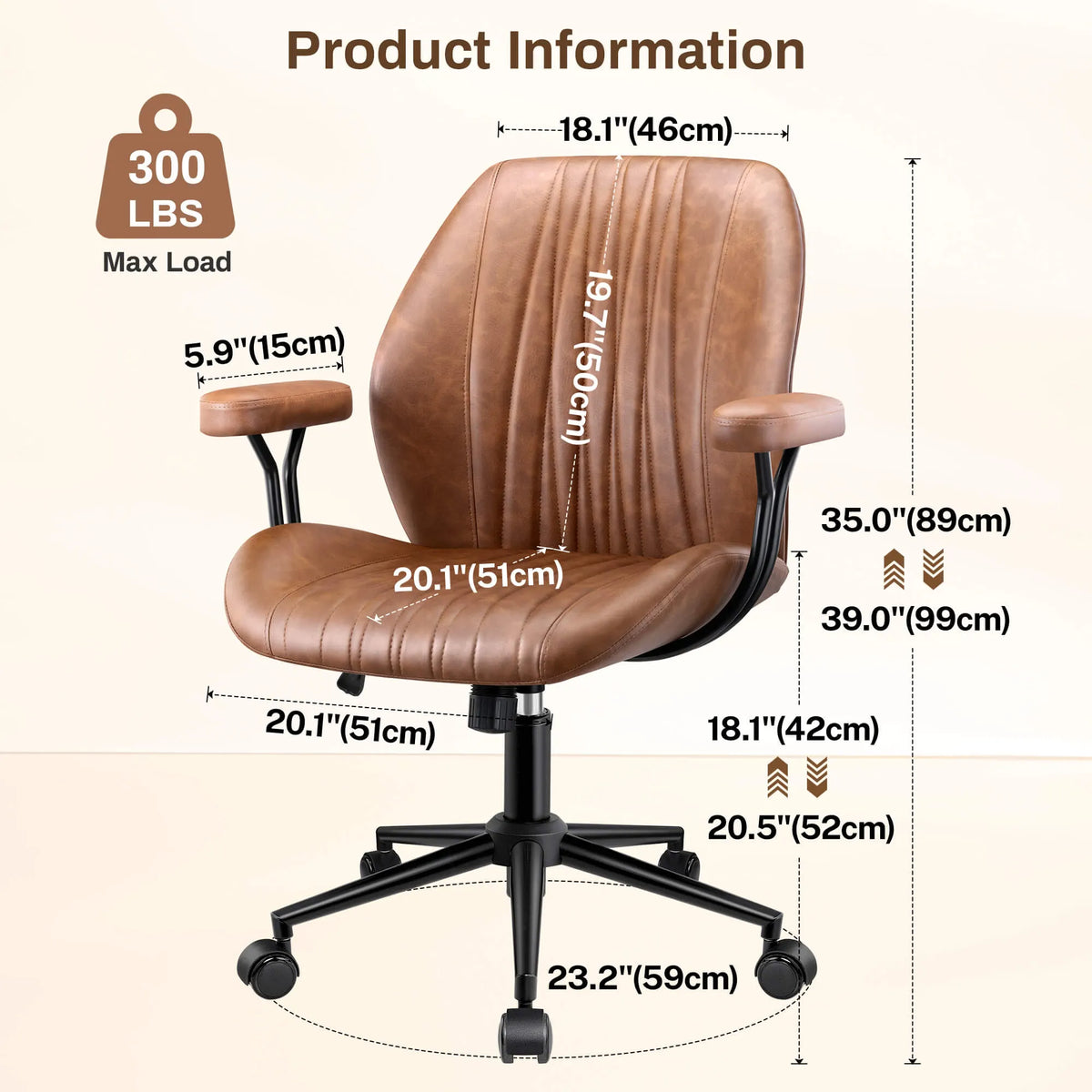 Fauteuil de bureau en daim à dossier haut et réglable avec support lombaire