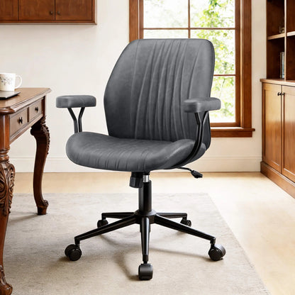 Fauteuil de bureau en daim à dossier haut et réglable avec support lombaire