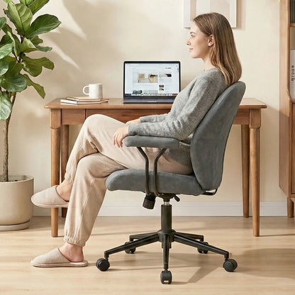Fauteuil de bureau en daim à dossier haut et réglable avec support lombaire
