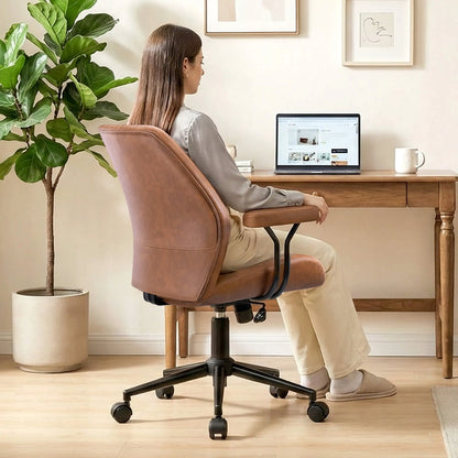 Fauteuil de bureau en daim à dossier haut et réglable avec support lombaire