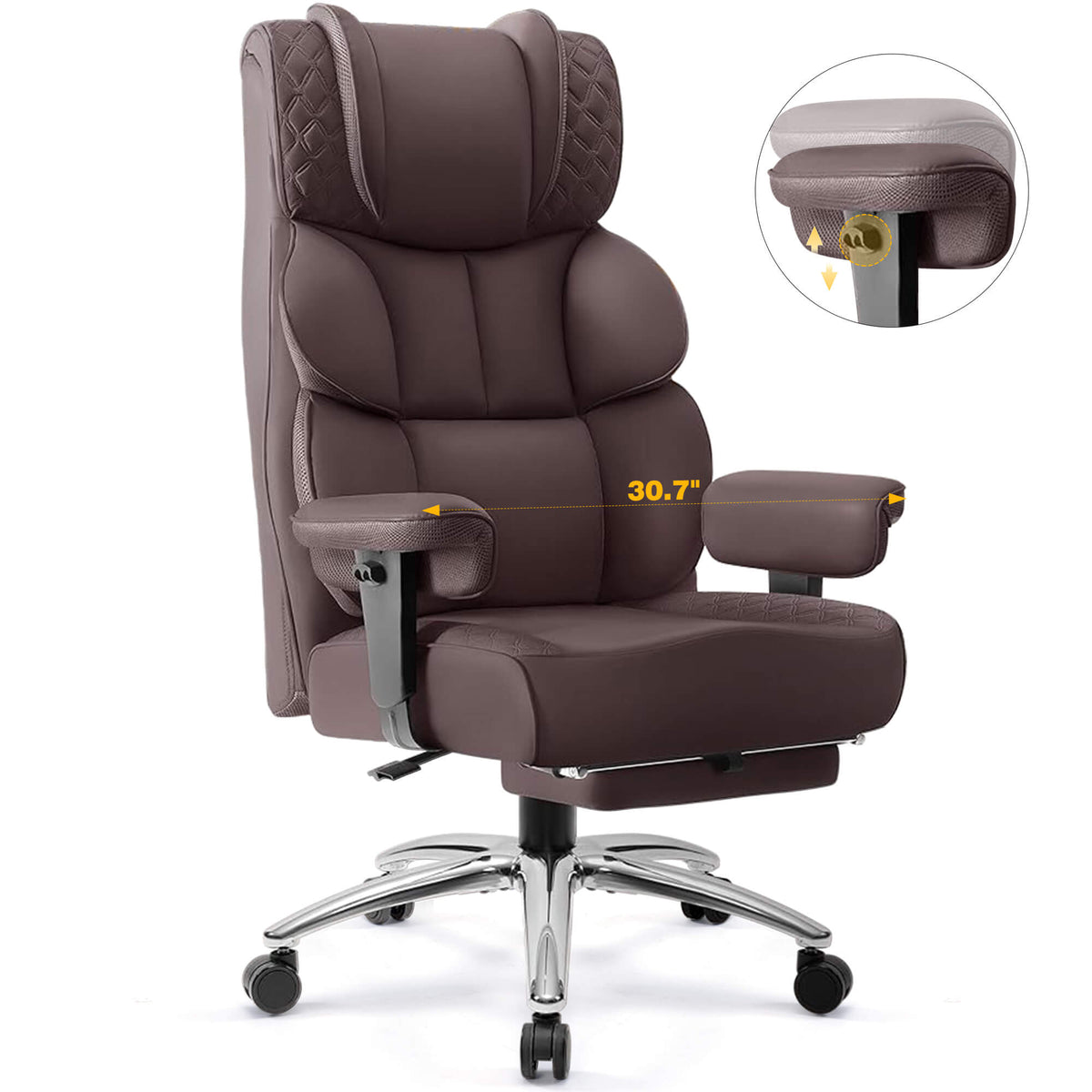 Chaise de bureau exécutive en cuir grand format avec support dorsal