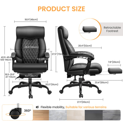 Fauteuil de bureau ergonomique exécutif en cuir mi-dossier avec support lombaire 488