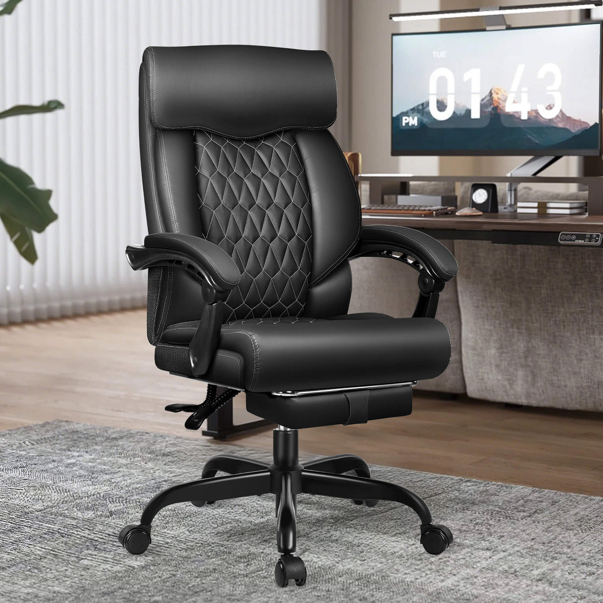 Fauteuil de bureau ergonomique exécutif en cuir mi-dossier avec support lombaire 488