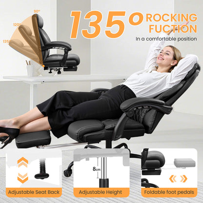 Fauteuil de bureau ergonomique exécutif en cuir mi-dossier avec support lombaire 488