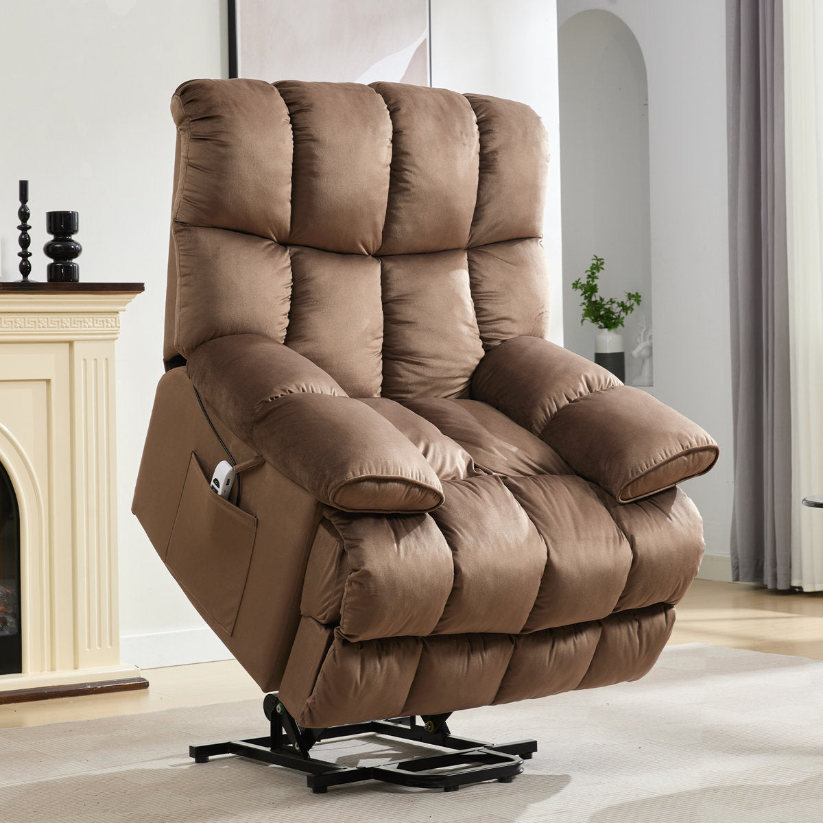 Fauteuil inclinable releveur électrique à positions infinies avec massage et chauffage pour personnes âgées