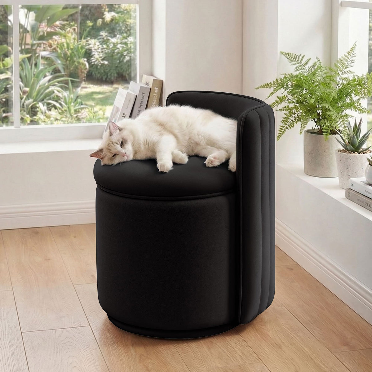 Chaise de vanité en velours avec rangement