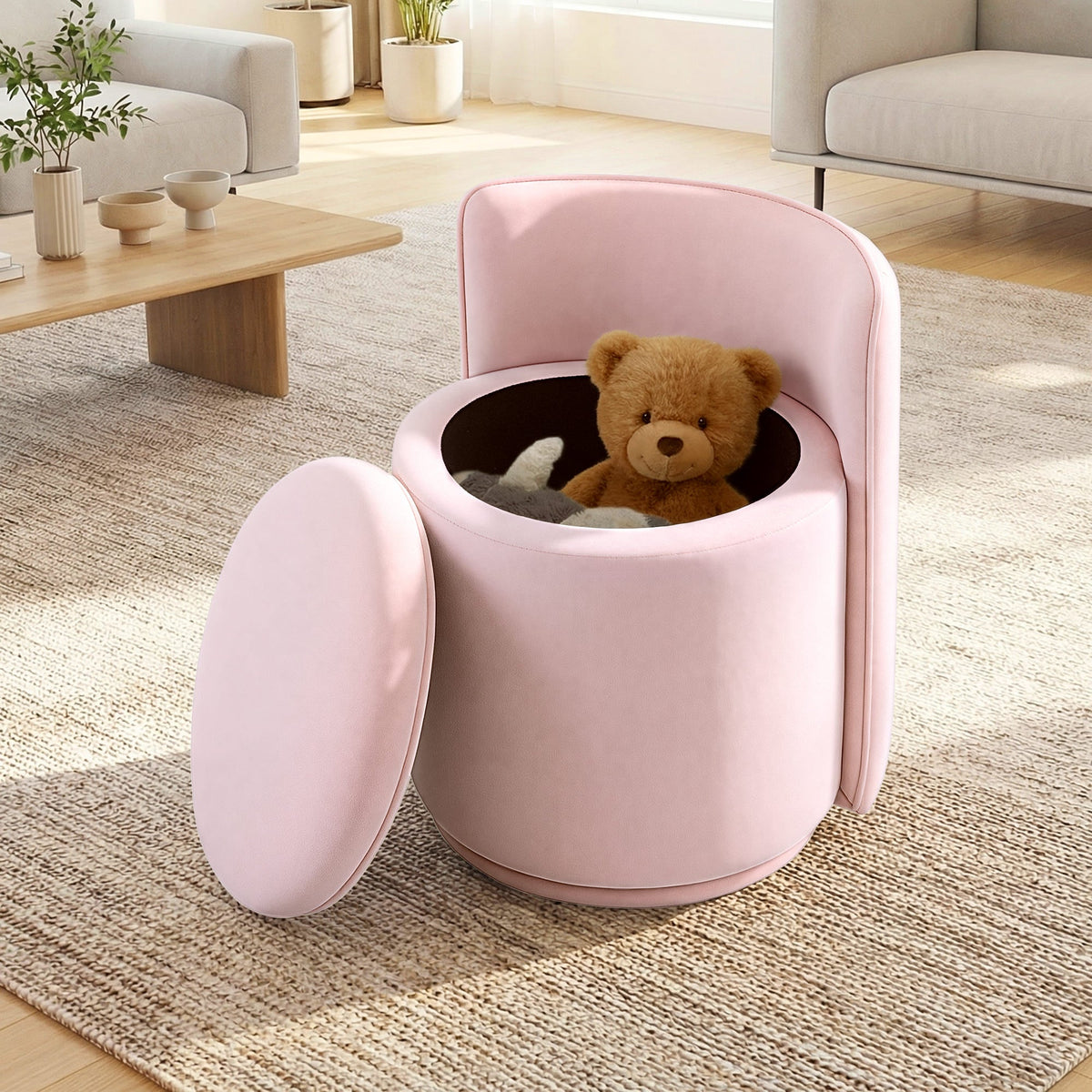 Chaise de vanité en velours avec rangement