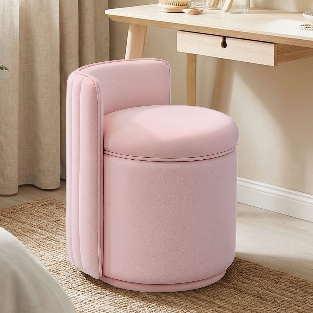 Chaise de vanité en velours avec rangement