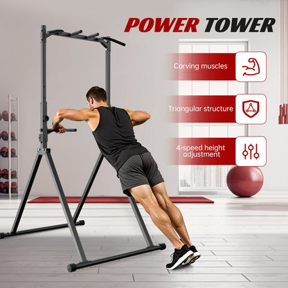 Barre de traction pliable Primy 350 lb, barre de traction pour gym à domicile, tour de musculation autoportante à barres parallèles, équipement de fitness pour l'entraînement musculaire
