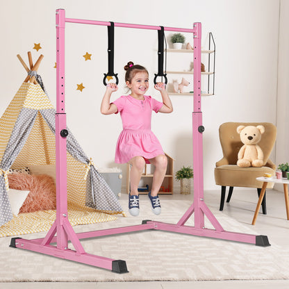 Barre de gymnastique Primy 230LBS pour enfants, barres horizontales de gymnastique à hauteur réglable de 39 à 61 pouces, équipement de gymnastique pliable et stable, barre d'entraînement junior pour utilisation à domicile pour les enfants