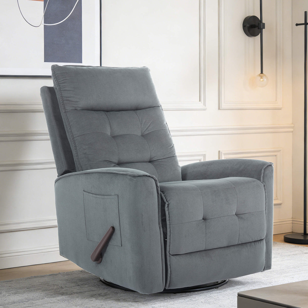 Fauteuil inclinable pivotant et à bascule manuel, fauteuil à bascule pour chambre de bébé