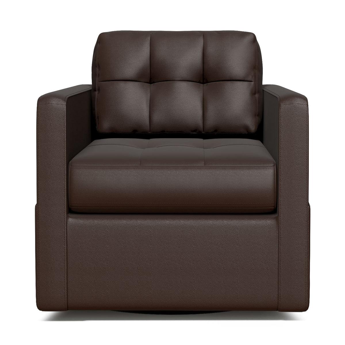 Fauteuil d'appoint pivotant en cuir avec coussin décoratif pour le salon