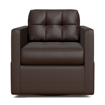 Fauteuil d'appoint pivotant en cuir avec coussin décoratif pour le salon