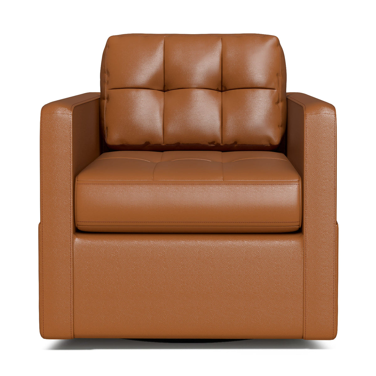 Fauteuil d'appoint pivotant en cuir avec coussin décoratif pour le salon