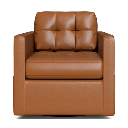 Fauteuil d'appoint pivotant en cuir avec coussin décoratif pour le salon