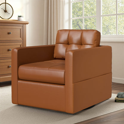 Fauteuil d'appoint pivotant en cuir avec coussin décoratif pour le salon