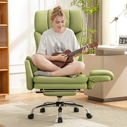 Chaise de bureau jambes croisées avec repose-pieds et accoudoirs convertibles, capacité de 227 kg, chaise de bureau à domicile, fauteuil inclinable ergonomique avec oreiller lombaire, design entrecroisé, grande chaise de direction