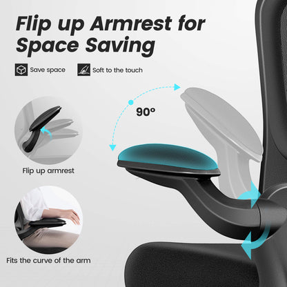 Chaise de bureau ergonomique avec support lombaire réglable accoudoirs relevables 936-H