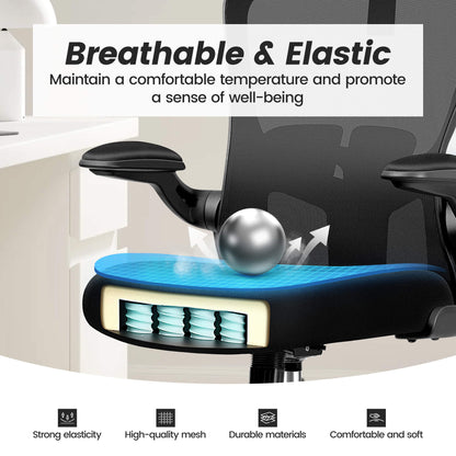 Chaise de bureau ergonomique avec support lombaire réglable accoudoirs relevables 936-H