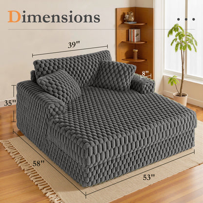 53 Fauteuil de salon capitonné – Canapé-lit moderne avec coussins et accoudoirs, Lit fauteuil douillet pour salon, chambre à coucher