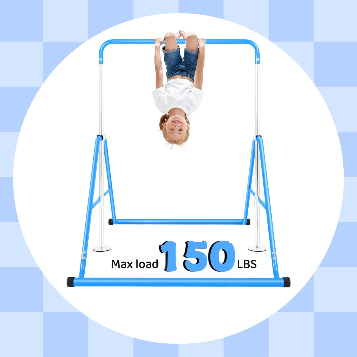 Barre de gymnastique Primy 68 kg pour enfants, barre horizontale réglable en hauteur, barre d'entraînement de gymnastique junior pliable pour l'équipement de gymnastique à domicile, pour enfants de 4 à 10 ans