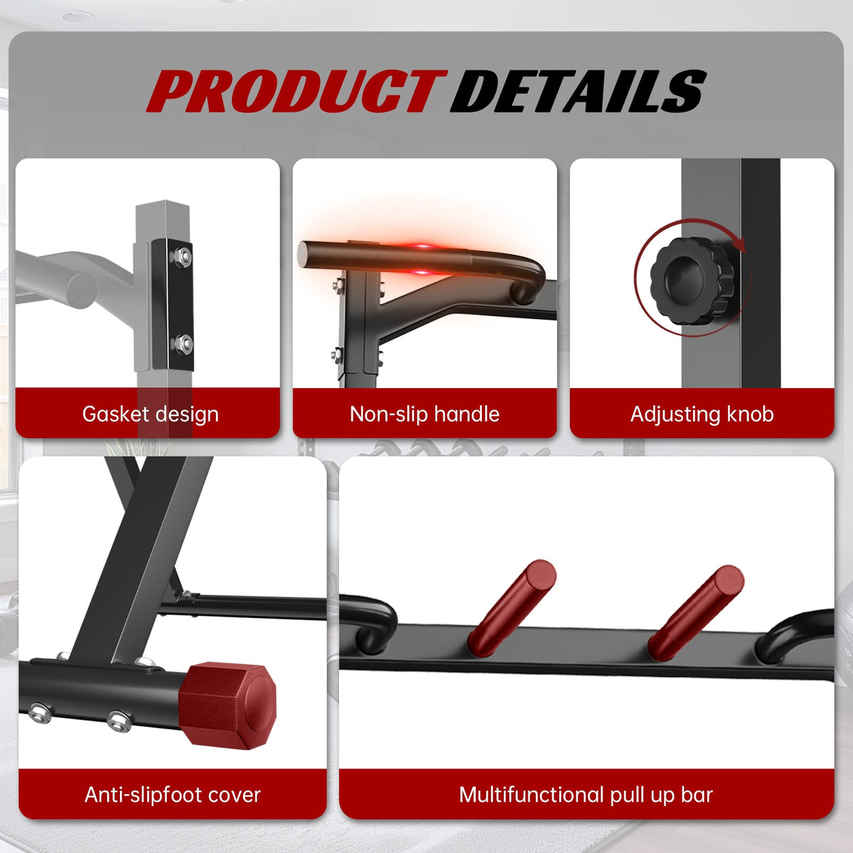 Barre de traction pliable Primy 350 lb, barre de traction pour gym à domicile, tour de musculation autoportante à barres parallèles, équipement de fitness pour l'entraînement musculaire