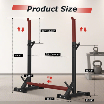 Primy Support de rack de squat 550 lb, support d'haltères, support de banc de musculation pour la maison, rack de poids réglable, musculation multifonctionnelle
