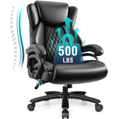 Grand et haut Fauteuil de bureau en cuir de direction avec soutien lombaire 5202-1