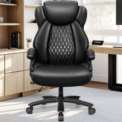 Grand et haut Fauteuil de bureau en cuir de direction avec soutien lombaire 5202-1