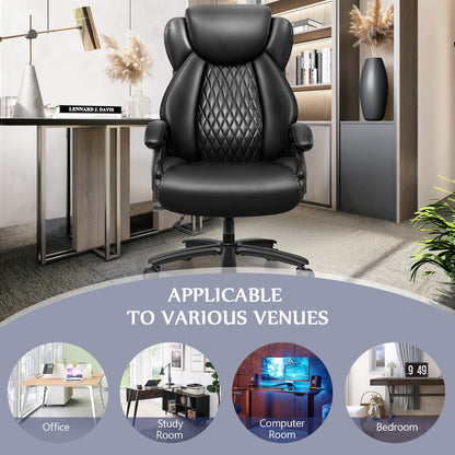 Grand et haut Fauteuil de bureau en cuir de direction avec soutien lombaire 5202-1