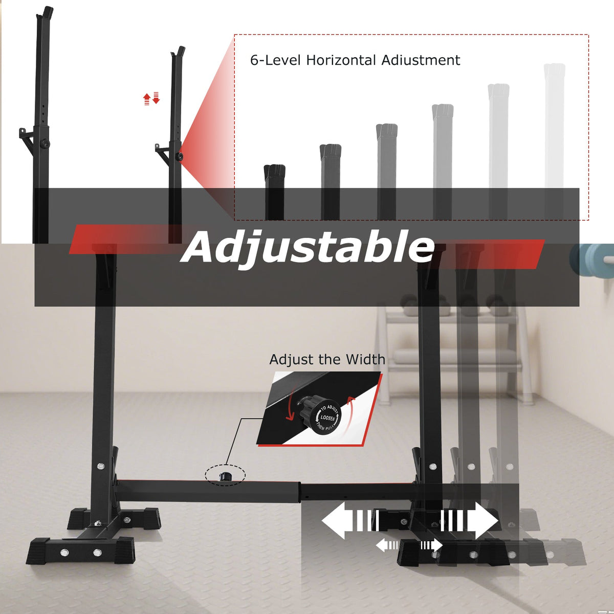 Primy Support de rack de squat 550 lb, support d'haltères, support de banc de musculation pour la maison, rack de poids réglable, musculation multifonctionnelle