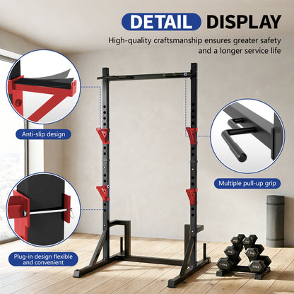 Primy Power Rack avec barre de traction pour salle de sport à domicile, capacité de 360 kg, rack de squat multifonction réglable, cage à squat